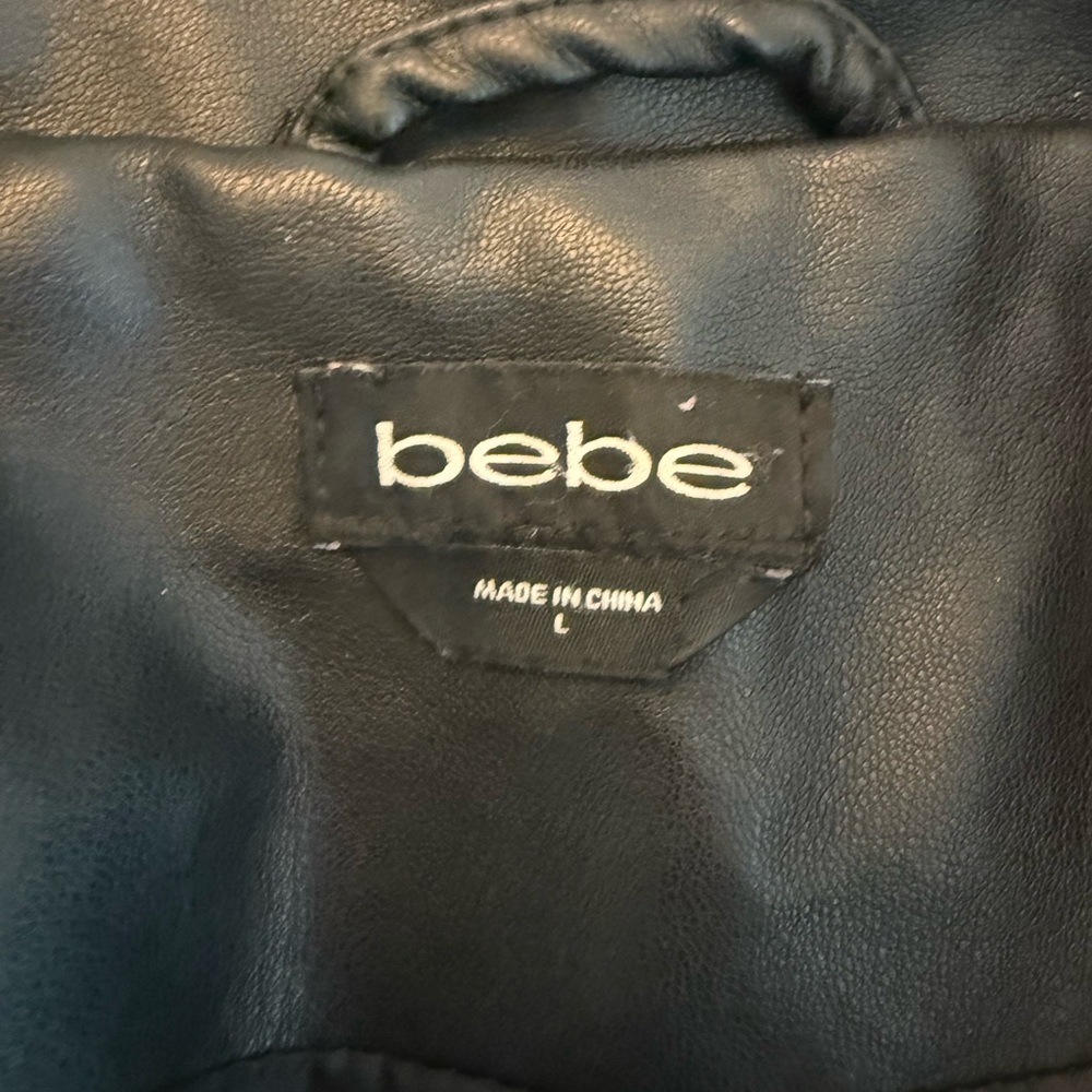 bebe Black Faux Leather Moto Jacket L - Picture 3 of 12